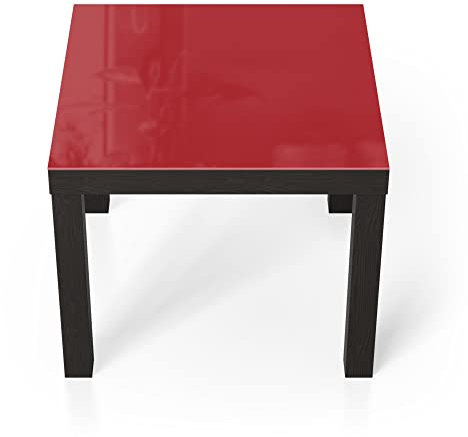 DEQORI Glastisch | schwarz klein 55x55 cm | Unifarben - Rot | ausgefallener Beistelltisch aus Glas | Hochglanz Couchtisch fürs Wohnzimmer | moderner Couch Tisch mit Design