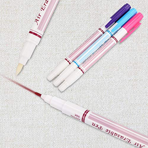 Pearing Ink Mark B Gone Quilting Air Leonis Marker 1733960856 Soluble,3Pcs Water Erasable Pen Double Head DIY Cloth Sewing Accessories Red/Blue/Purple