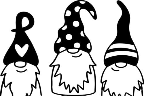 3 Gnomes Gonks Vinyl Decal Sticker for Car/Window/Wall (White Matt)