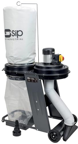 SIP Workshop Single Bag Dust Collector 550W 1200m³/hr 57L 5µm Dust Extractor with Floor Attachment