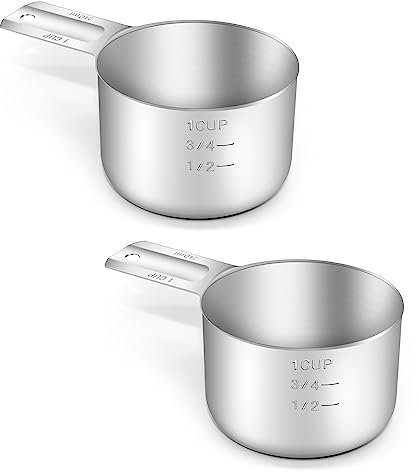 BERYLER 2 Stück 1 Tasse (240 ml), einzelner Messbecher, Edelstahl-Messschaufel, metrische und US-Maße, spülmaschinenfest