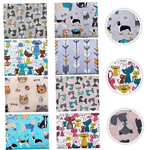 Healeved 40 Stück 1 Satz Verschiedene Katzen Bedruckte Stoffe Praktischer Stoff Stoffbündel Patchwork Stoffbündel Quadrate Fettes Viertelbündel Patchworkstoff Baumwolle Charme Baby
