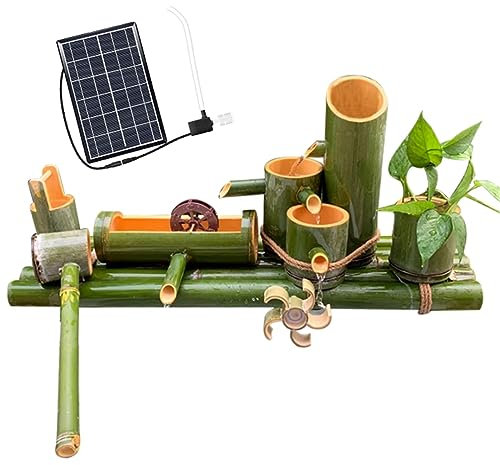 Kit De Fontaine D'extérieur En Bambou Avec Pompe, Fontaine À Eau À Énergie Solaire Avec Panneau Solaire De 6 W, Filtre À Eau Et Tube D'eau De 2 Mfontaine D'eau À Bascule Japonaise Traditionnelle,40CM
