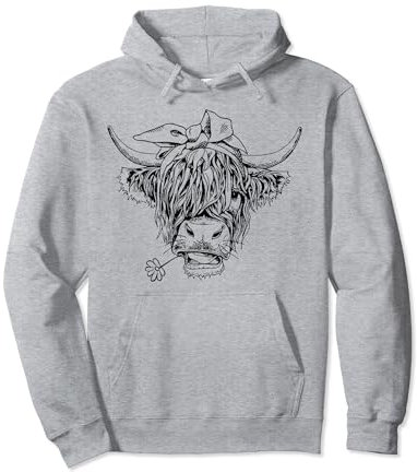 Highland Cow Western Mädchen Bandana Highlander Kuh Print Pullover Hoodie