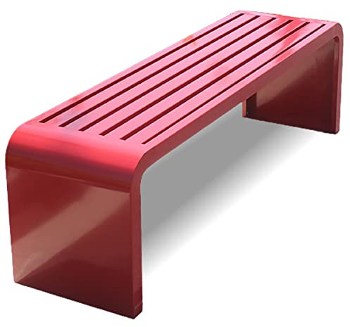 ETKIN Gartenbank Wetterfest, Gartenbank Metall, Gartenbank Ohne Lehne, Parkbank, Eisenbank Ruhebank für 2-8 Sitzer, Laubenbank für Garten, Balkon und Terrasse,Rot,100x40x45cm