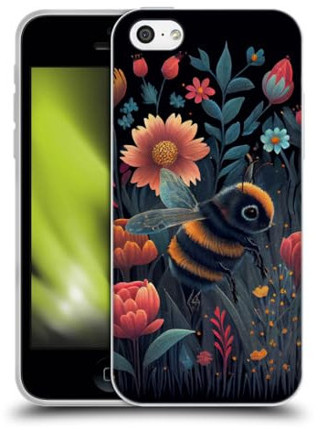 Head Case Designs Officially Licensed JK Stewart Bee And Colorful Flowers Art Soft Gel Case Compatible With Apple iPhone 5c