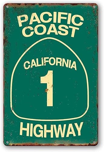 GQWJKSZ Vintage-Metall-Blechschild, Pacific Coast Highway-Schilder, Kalifornien-Dekor, Abbey Street, Straßenschild, Surf-Blechschilder, Sommer-Reise-Geschenk, 20,3 x 30,5 cm