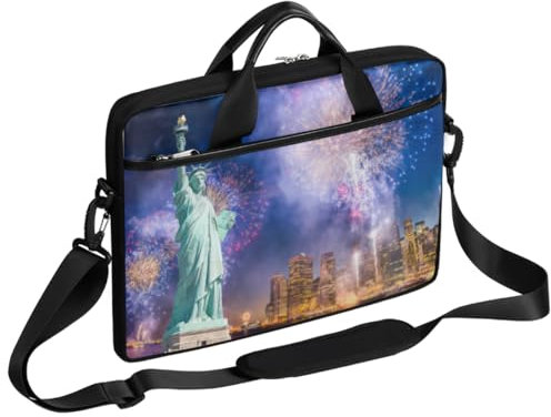 Usa New York Liberty Firework Laptop Sleeve per 13 13.3 14 14.5 15 pollici, USA Laptop Case Borsa Messenger Trasporto Notebook Bag per Ragazze Ragazzi Uomini Donne