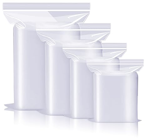 Resealable Plastic Grip Seal Bags, Clear, for Storage of Nuts, Grains, Collectibles, Clothes - 10X15cm 100PCS