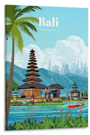 Bali Vintage-Reise-Leinwand-Kunst-Poster und Wandkunst, Bilddruck, moderne Familienschlafzimmer-Dekoration, Poster, 50 x 75 cm