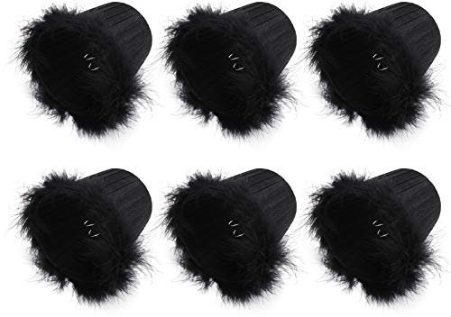 Federrand-Lampenschirm, 6-teiliger Lampenschirm für Tischlampe, Stoff-Hängelampenschirm mit Feder-Kronleuchter-Lampenschirm, Wandleuchten-Lampenschirm, Lampenschirme