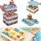 Boite Rangement Plastique pour Lego Briques, 3 Couches Boite Rangement Empilable pour Lego avec Couvercle, Boîtes de Rangement Plastique Transparent pour Ranger et Organiser les Jouets, Perles (Vert)