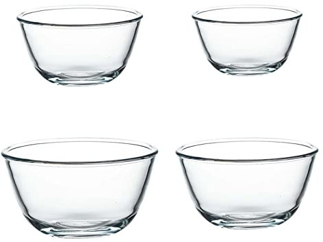 JTZPAXL Set of 4 Glass Mixing Bowls with Lid,Salad Bowl with Lid, Microwave and Dishwasher Safe, Clear,Perfect for Cooking, Baking, Serving and Storing