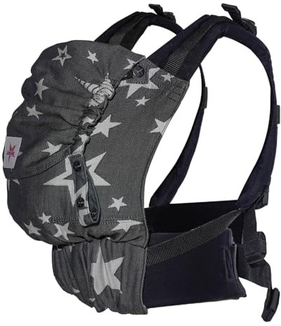 KOKADI Babytrage Flip Diorite Stars (Unisize)–Ergonomisch & sicher - handgefertigt aus 100% Bio-Baumwolle – Ab Geburt, einfach anzulegen, ideal für den täglichen Gebrauch-Babybauchtrage Rückentrage