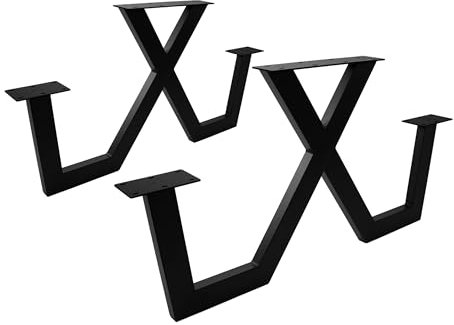 Natural Goods Berlin Sitzgruppe X-Form - DIY Bierzeltgarnitur 2X Tischbeine Metall Schwarz mit Bank - Picknicktisch Sitzgarnitur Outdoor - Tischkufen Bank mit Tisch - Stahl Tischfüße 138 cm x 70 cm