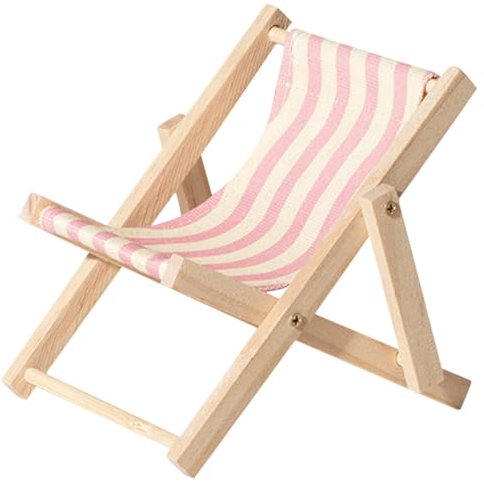 PHENOFICE Miniature Beach Chair Mobile Phone Holder Wooden Tablet Bracket Adorable Desk Ornament for Home Decoration Cell Phone Stand Cute Beach Chair Design