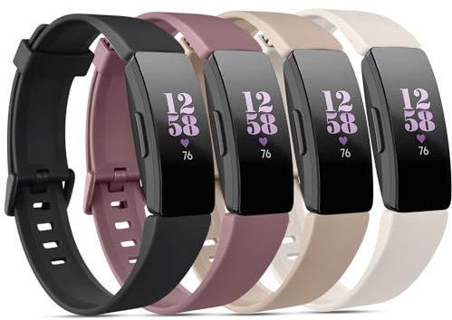 Vancle Armbänder für Fitbit Inspire 2, Fitbit Inspire HR für Damen und Herren, verstellbar, weiches Silikon, Sportarmband für Fitbit Inspire 2/Inspire HR/Inspire/Ace 3/Ace 2, 4 Stück
