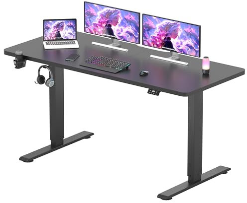 SANODESK Scrivania Gaming Regolabile 140x60 cm, Elettrica con Memoria e Promemoria Sedentarietà, Nero