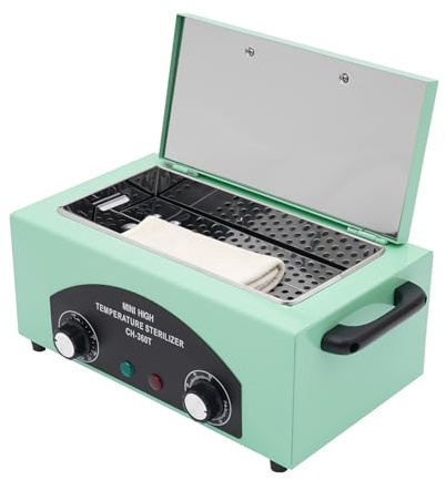 Heißluftsterilisator, 300 W, 1,5 l, Sterilisator, 50 – 220 °C, Desinfektion durch Warmluftsterilisator, mit Timer und Kontrollleuchte, für Salon, Frisur (Grün)