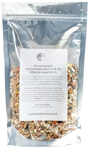 Sensible Seeds Nourriture pour perroquet avec granulés de fruits et légumes pour grands perroquets par Parrot Essentials – 2 kg