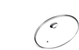 Moneta Coperchio in Vetro con Bordo e Pomolo in Acciaio Inox, 18cm