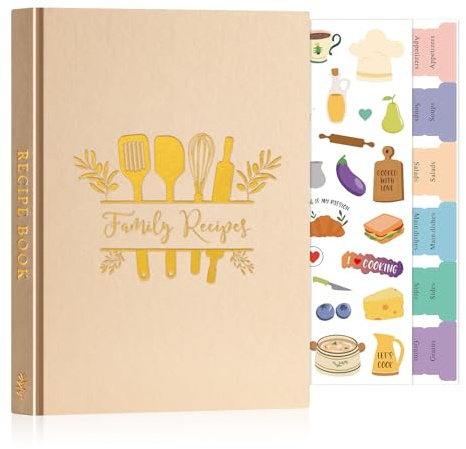 Lanpn Journal de Recettes à Remplir, A5 Livre Cahier de Recettes Cuisine et Blanc, Carnet Recette pour Enregistrer vos Propres Recettes, Livre Recette Vierge, Recipe Book Cookbook, Avoine, Anglaise