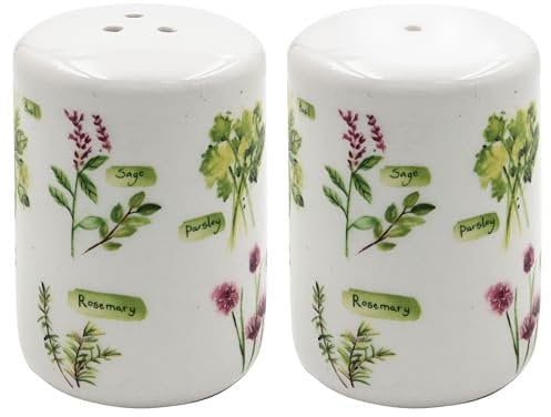 The Leonardo Collection Herb Garden Salt & Pepper by Jennifer Rose Gallery | Decorative Salt and Pepper Shaker Set with Herb Garden for Home & Kitchen | Ideal Kitchen Accessories Gift for Women & Men