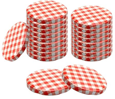 Devitre 20 Twist-Off Deckel 82 mm TO82 Ersatzdeckel rot-weiß Ø 85 mm für Gläser mit Mündung 71-72 mm