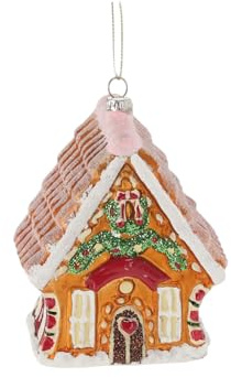MIKONI Weihnachtskugeln Christbaumkugel aus Glas Christbaumschmuck Figuren Mundgeblasen Weihnachtsbaumkugeln (Lebkuchenhaus)
