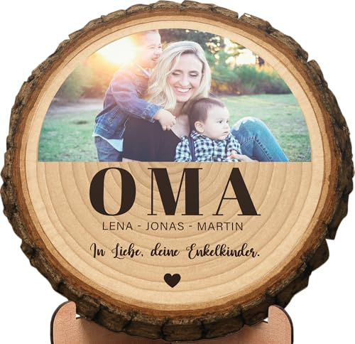 Elbeffekt Oma Geschenk Baumscheibe Personalisiertes Fotogeschenk Weihnachtsdeko Oma Geschenke Beste Oma Geschenke