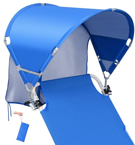 Universal Wind-Resistant Chair Umbrella Canopy, Foldable Portable UPF 50+ Sun Shade Attachment with Adjustable Clamp, Fits Most Beach, Camping, Lawn, Sports, Tanning, Zero Gravity Chairs, Patented