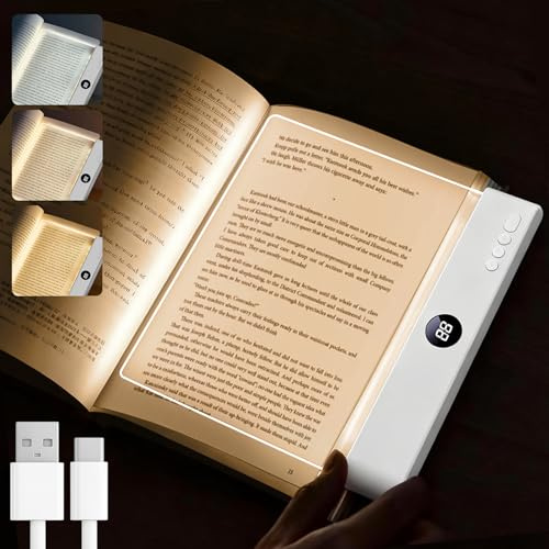 CMINGKEJI Smart LED Leselampe Buch, Akku Lleselampe Bett | 3 Farben und Timer,HD Augenschutz Leselicht Buch,Tragbare Flaches Leselicht,LED Book Light Kinder Nachts lesen im Sofa