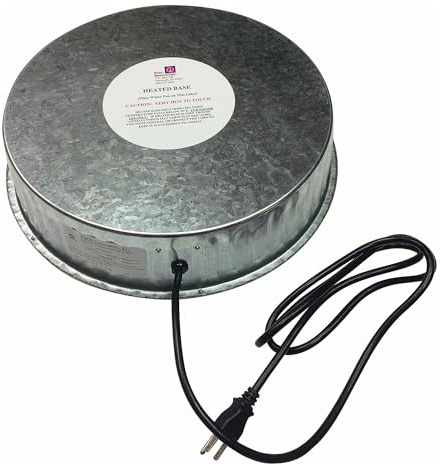 Farm Innovators Heated Base for Double Wall Metal Founts Poultry Waterer, 125W Outdoor Water Bowl Heater for Chickens, Turkeys, Ducks, and Geese