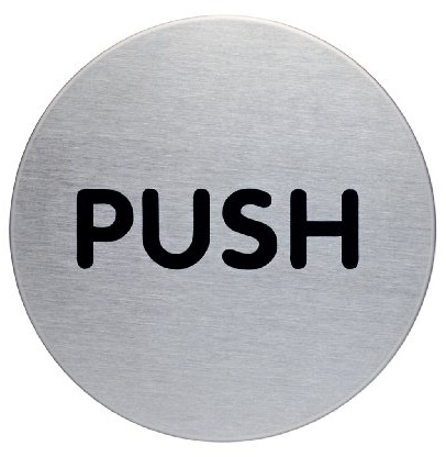 Durable Selbstklebendes Schild Push (65 mm, kratzfest, rostfreies Stahl-Türschild), 5 Stück