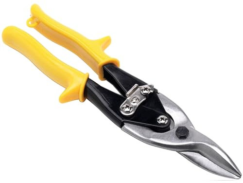 Performance Tool W2043 - Cortadora de estaño de aviación de corte central de 10 pulgadas para cortar chapa de metal, acero al cromo vanadio con hoja forjada, tijeras rectas de aviación para pestillo