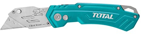TOTAL - Navaja de Corte Profesional - Longitud de 180 mm - Peso de 165 g - Incluye 6 Cuchillas de Recambio - Cocina - Acero Inoxidable - Ergonómico