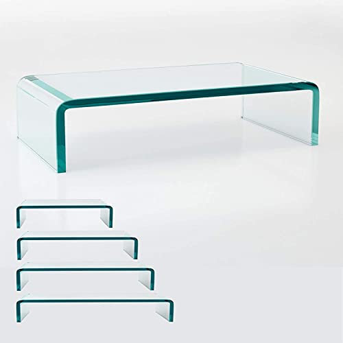 bijon TV Aufsatz Glas Bildschirm-Erhöhung | PC Monitor-Erhöhung, Schreibtisch-Aufsatz für Laptop Erhöhung, Monitor-Erhöhung | (B/T/H) 550x250x110mm - klar