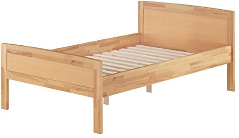 Erst-Holz® Einzelbett Seniorenbett 120x200 Massivholzbett Holzbett Buche Natur Rollrost 60.72-12