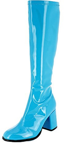 Das Kostümland Gogo Damen Retro Lackstiefel - Türkis Gr. 43 - Tolle Schuhe zur 70er 80er Jahre Disco Hippie Mottoparty