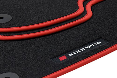 teileplus24 PV207 Fußmatten Gummimatten Sportline Design kompatibel mit BMW 2er Gran Tourer F46 2015-07/2022, Bandeinfassung:Rot