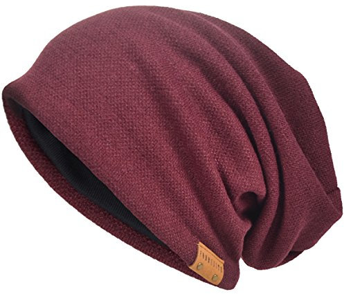 VECRY Herren Baumwolle Mütze Strickmützen Slouch Beanie Schädel Cap Winter Sommer Hüte (Rotwein)