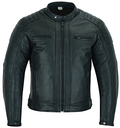 Texpeed Motorrad lederjacke herren mit protektoren - Schwarz Winter/Sommer Gesteppt echtleder Bikerjacke - Motorrad mit original biker rüstung gepanzert (EN 1621-1) Schutz 3XL