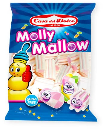 CASA DEL DOLCE Molly Mallow Striato Rosa, Marshmallow Sfuso, Busta da 1 Kg, Ideale per Feste di Compleanno, Senza Lattosio e Gluten Free