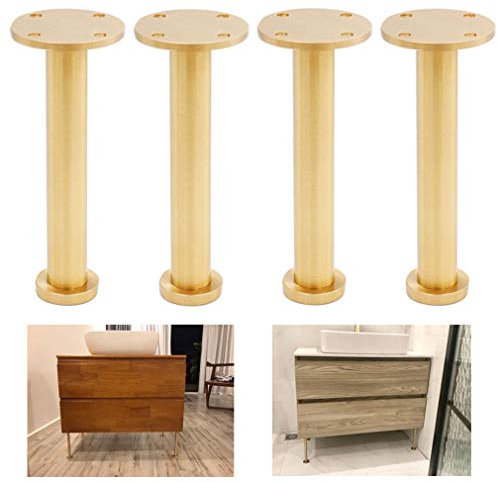 4x Möbelfüße Bettfüße,Sofafuss Sockelfuß Metall,Massives Reines Messing,Gebürstete Oberfläche Poliert,Perfekt für Sofa Couchtisch Antiken Möbeln (110mm)