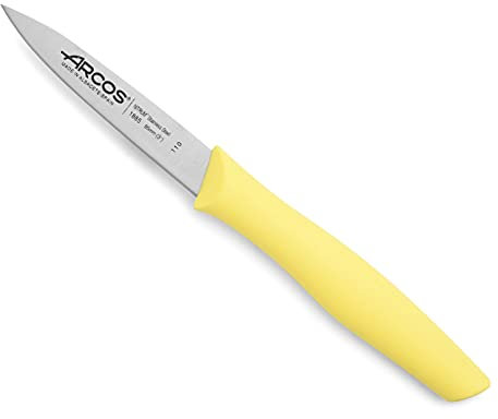 Arcos Serie Nova - Cuchillo Mondador - Hoja de Acero Inoxidable de 85 mm - Mango de Polipropileno Color Amarillo