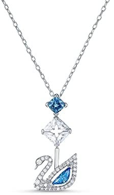 Swarovski Dazzling Swan Y-Halskette, Schwan, Blau, Rhodiniert