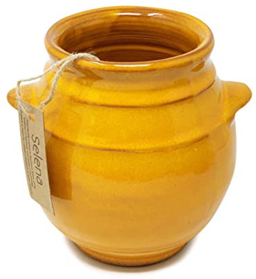 Verano Spanish Ceramics Selena Glaze Hand Dipped Utensil Pot Jars - 16cm Orange