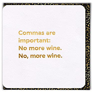 Brainbox Candy Funny Humorous | 'Commas are Important' | Luxurious Gold Foiled | Birthday Card