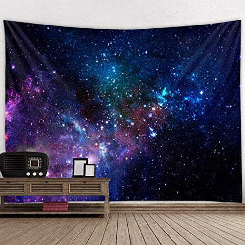 TANGT Tapisserie Sternenhimmel See Tapisserie Wandteppich Kosmos Stern Weltraum Universum Wandbehang für Schlafzimmer Wohnzimmer Schlafsaal Marineblau (A,200 x 180 cm)