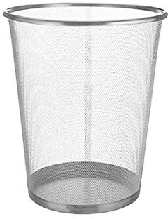 EUROXANTY Papelera de oficina | 27 x 24 cm | Papelera de escritorio de metal | Papelera circular de rejilla metálica | Papelera habitación gris | 10 L